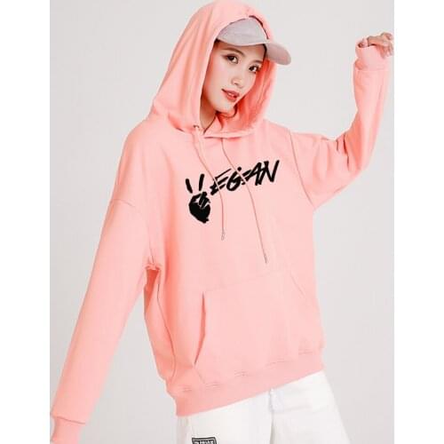 Vegan Hoodie Ladies Graphic Sweatshirt Aesthetic Hoodies 90s Cotton Sweatshirt Pullover Sport Jumper Women Long Sleeve Hooded