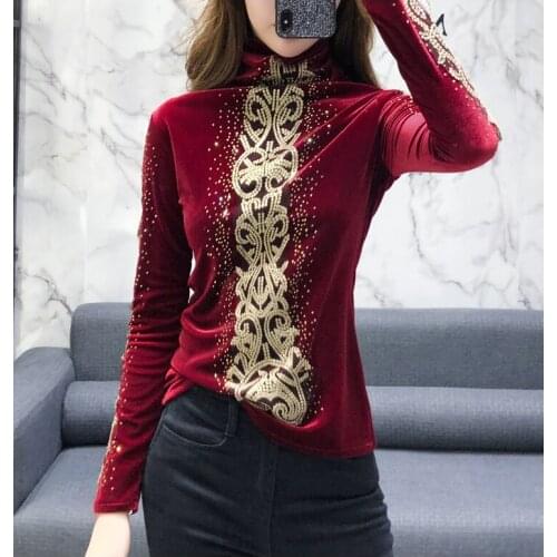 Womens autumn winter turtleneck pleuche base shirt ladys long sleeve casual thick long sleeve chic fashion Tops TB3980