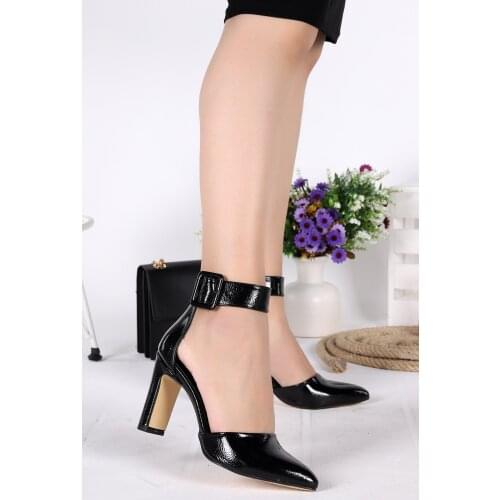 Woggo Pnt 451025 Wrinkled Patent Leather 9 Cm Heel Women Sandals Shoes