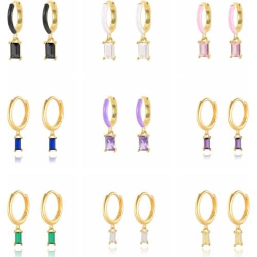 CANNER Hoops Earrings S925 Sterling Silver Oil Drop Colorful French Bread Zircon Dangle Earrings For Women Girl Engagement Gift