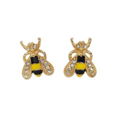 New fashion Colored glaze drip rhinestone bee stud earrings For Women girl Accessories jewelry wholesale