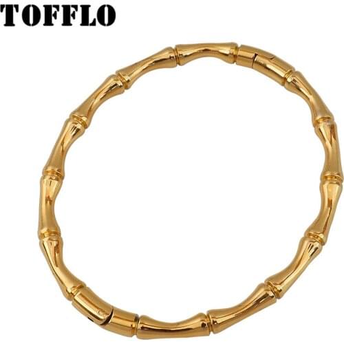 TOFFLO Stainless Steel Jewelry Tenacious Bamboo Knot Button Bracelet Womens Fashion Bracelet BSZ220