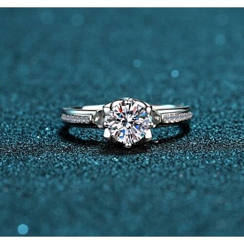 Moissanite Ring 925 Sterling Passed Diamond Test Excellent Silver Perfect Cut 0.8Ct Gem Ring Fashion Women Wedding Gift