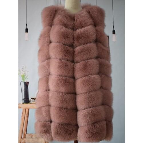 Natural Fox Fur Vest Real Coat Female Coats Fur jackets High quality leather vest 100% Real Fur vest aTwo ways to wear 70cm 90cm