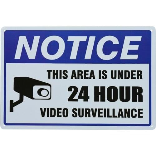 Video Surveillance Sign, Security Camera Warning Sign 8" x 12" Rust Free Metal UV Printed Easy to Mount Indoors & Outdoors