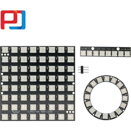 10PCS 8 16 64 Channel WS2812 WS2812B PULAR WS 2811 5050 RGB Lamp Panel Module PULAR 5V 8Bit 16Bit 64Bit 8X8 Rainbow LED Precise