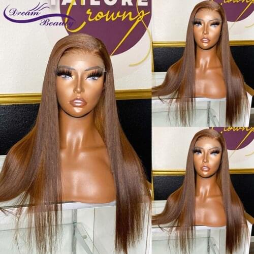 180% Straight Brown Color Lace Frontal Wigs For Women 13x4 Lace Front Human Hair Wigs Brazilian Wigs PrePlucked Human Hair