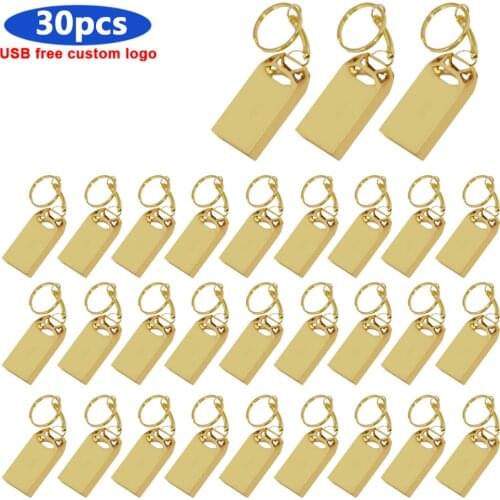 30pcs Wholesale usb 2.0 metal pen drive16gb 32gb 64gb 128gb usb flash drive flash usb stick disk 2.0 memory stick usb logo free