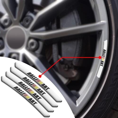 4pcs For Mitsubishi Colt Lancer Galant Fortis Eclipse Cross Xpander Attrage Colt Montero RALLIART Logo Emblem Wheel Hub Sticker