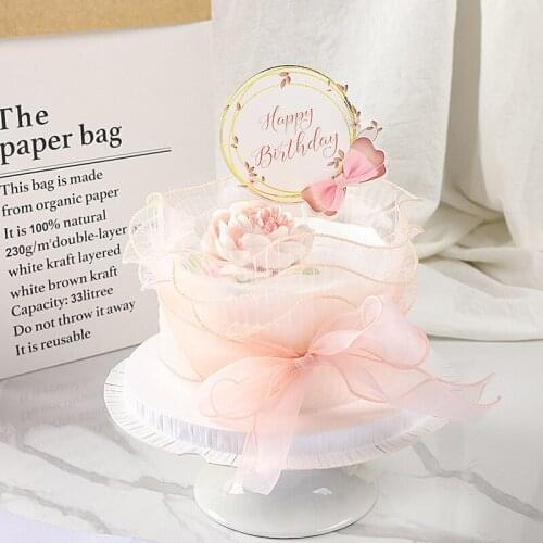 Gold Crown Bow Hapyy Birthday Cake Topper Red Heart Balloons Cake Toppers for Birthday Party Wedding Cake Decoration Supplies