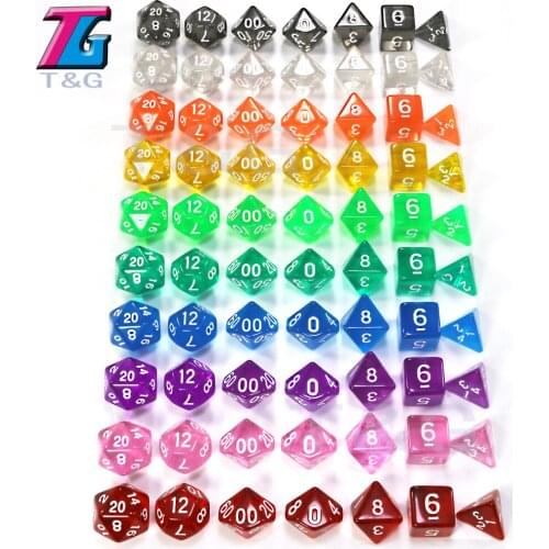 Dados De Rpg 7Pcs/Set Polyhedral RPG Games Dice with Marble Effect &Transparent D4-D20 Pop for Dnd Board