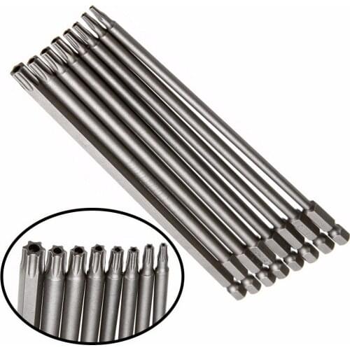 8pcs Torx Screwdriver Bit Safety Drill Bit Set Tamper-proof Screwdriver Drill Bit Screwdriver 150mm Pneumatic Nozzle with Hole