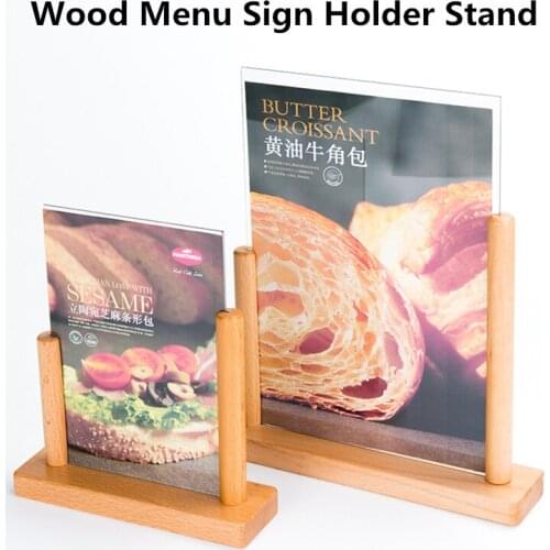 A5 Wood Clear Plastic Table Menu Stand Card Display Upright Ad Photo Frame Acrylic Sign Holder