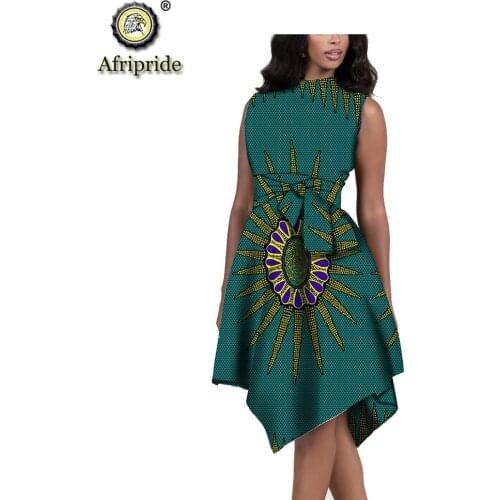 African Print Dresses for Women Dashiki Outfits Ankara Attire Sleeveless With Belt Knee Skirt Attire Wax Wear AFRIPRIDE S1925110
