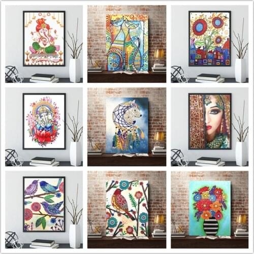 5D DIY diamond painting cartoon animal character flower special diamond cross stitch home decoration