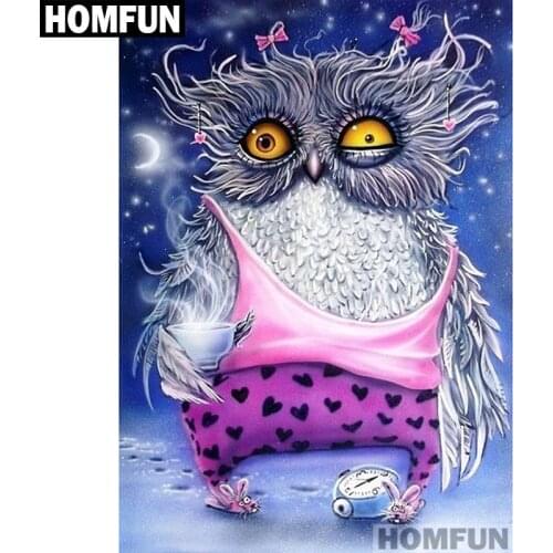 HOMFUN Full Square/Round Drill 5D DIY Diamond Painting "Cartoon owl" Embroidery Cross Stitch 5D Home Decor Gift A01175