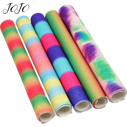 JOJO BOWS 22*30 cm Glitter Fabric Sheets Shiny Gradual Color Stripe Party Celebration Decorations DIY Headwear Bows Accessories
