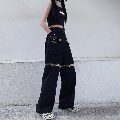 Women pants harajuku street retro lightning casual trousers for female loose wide leg trouser suits cloth hip hop joggers pants