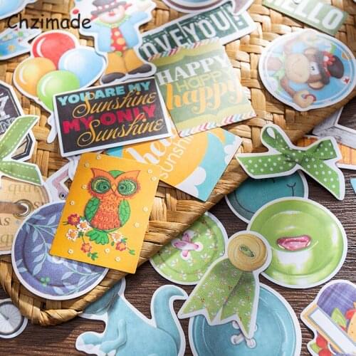 Chzimade 60Pcs/lot Junk Journal Animals Printed Scrapbooking Paper Sticker For Notebook Diary Diy Happy Planner Paper Crafts