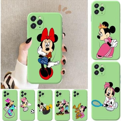Minnie Mouse Play Anime Phone Case cover For iphone 12 Pro Max 11 8 7 6 S XR PLUS X XS SE 2020 mini cell shell Mint Green