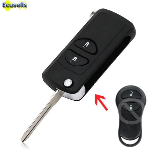 Flip 2 buttons Remote Key CASE for Jeep Grand Cherokee for Chrysler PT Cruiser Voyager CONVERSION to flip key with uncut blade