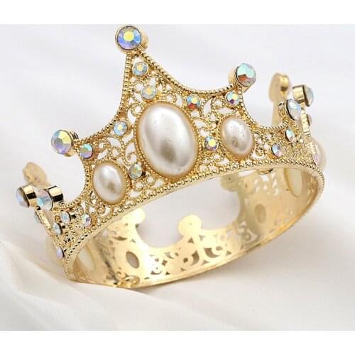 Kids Little Crown Boys Girls Prom Cake Birthday Small Diadem Children Headdress Hair Jewelry Gold Pearls Tiaras Ornaments