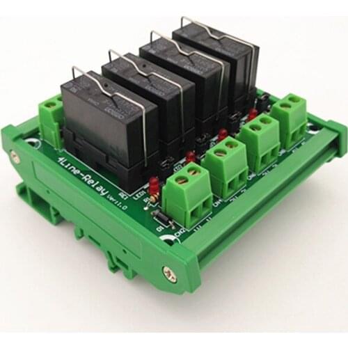 DIN Rail Mount 4 SPDT 16A Power Relay Interface Module,OMRON G5RL-1-E 24VDC Relay