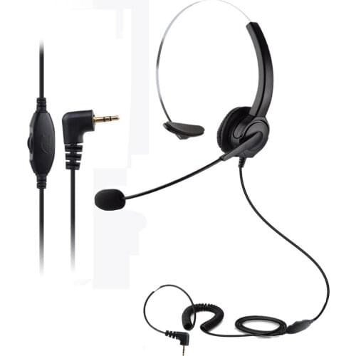 Headset 2.5mm Jack Monaural Phone Headset Call Center, Noise Cancelling Wired Headphones with Boom-Style Mic for Cordless Phones