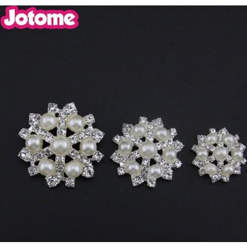 Faux Pearl Flat Black Flower Buttons Embellishments for Craft Buttons