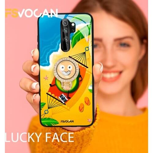 Diamond Phone Ring Holder Funny Face Cartoon Finger Ring Stand Rotatable Folding Mount Smartphone Socket Universal Bling Bracket