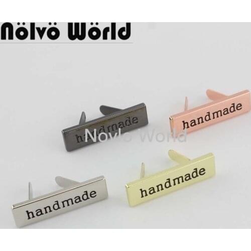 20-100 pieces,8 colors 36*10mm Handmade rectangle metal handmade purse label tags,shoes bags hand made metal labels