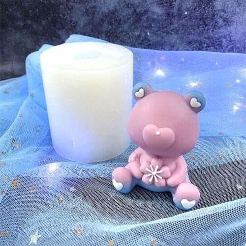 Cute Love Heart Little Bear 3D Ice Cube Silicone Mold DIY Soap Candle Chocolate Candy Fondant Cake Epoxy Resin Mould