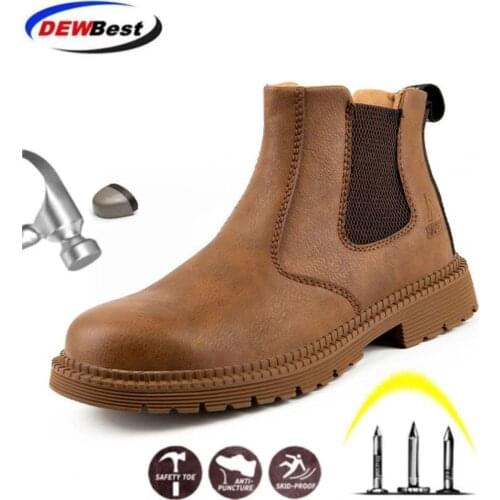 Steel Toe Mens Outdoor Anti Slip Breathable Protective Work Shoes Boots Mens Puncture Proof Safety Shoes