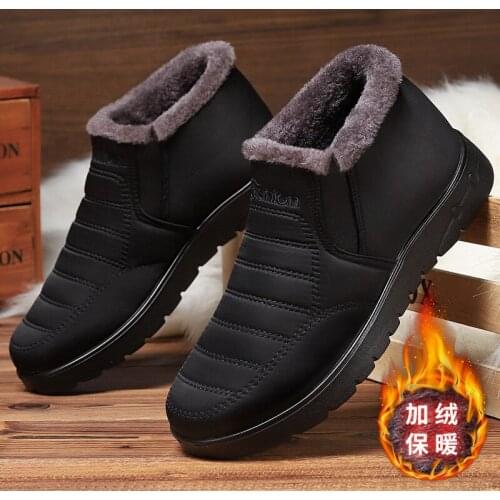 Mens Winter Shoes Warm Fur Cotton Platform Ankle Boots Winter Sneakers For Men Waterproof Male Snow Boots Men Work Boots