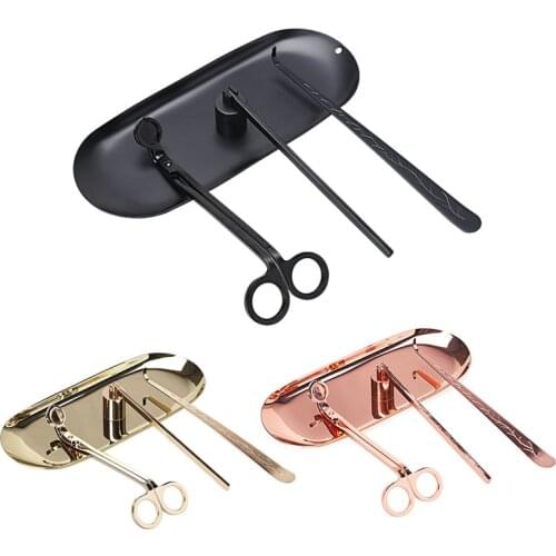 Candle Accessory Set Candle Wick Trimmer Candle Wick Dipper Candle Snuffer Storage Tray 4 Packs Candle Care Kit Gift for Candle
