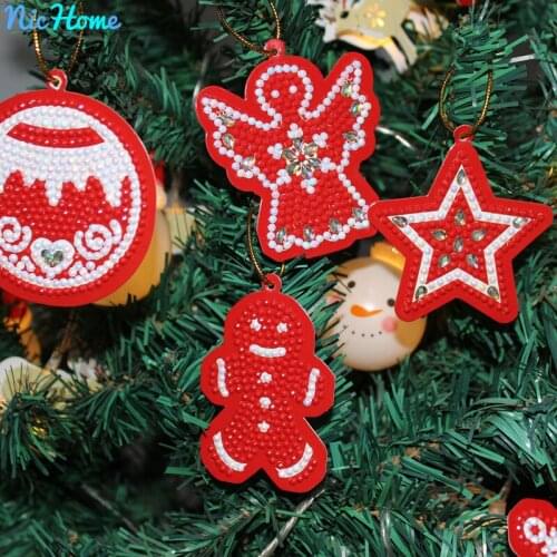 NicHome Special Shaped Christmas DIY Diamond Painting Card Kit 10PCS Christmas Tree Snowman Cards Kids Gift Decoration
