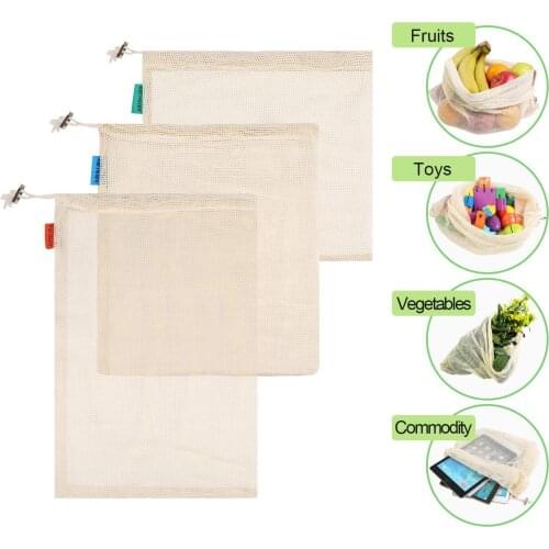 Vegetable fruit bag,storage bag Reusable Produce Bags,Eco-Friendly,100% Organic Cotton Mesh Bags , Bio-degradable Kitchen