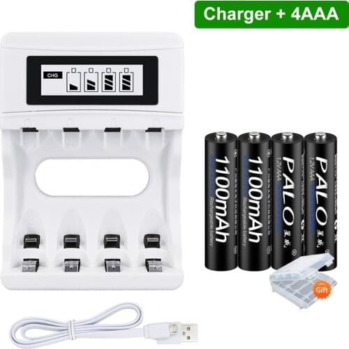 Charger With LCD Display For 1.2V AA/AAA NI-MH NI-CD Rechargeable Battery+1.2V 1100mAh AAA Nimh Rechargeable Battery
