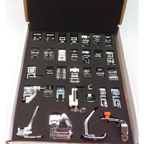 32pcs Sewing stiching presser 5/7 hole cording foot, edge joining foot,1/4'' quilting foot for Brother, Singer, Heavy Machinery