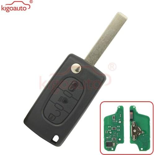 CE0523 Flip remote car key 3 button middle light HU83 434Mhz for Citroen ID46 - PCF7941 ASK kigoauto