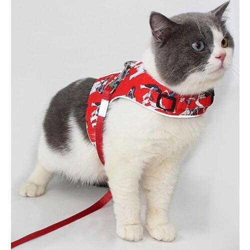 XS-L Cat Walking Harness Vest Reflective Chest Strap Kitten Leash Traction Rope Set Cat Accessories mascotas