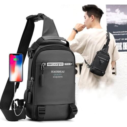 Mens Shoulder Bag Multifunction Anti-Theft Waterproof Male Crossbody Bags Short Trip Sling Chest Pack USB Charging