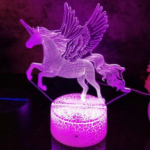 3D LED Night Light Lamp unicorn Series 16Color 3D Night light Remote Control Table Lamps Toys Gift For kid Home Decoration