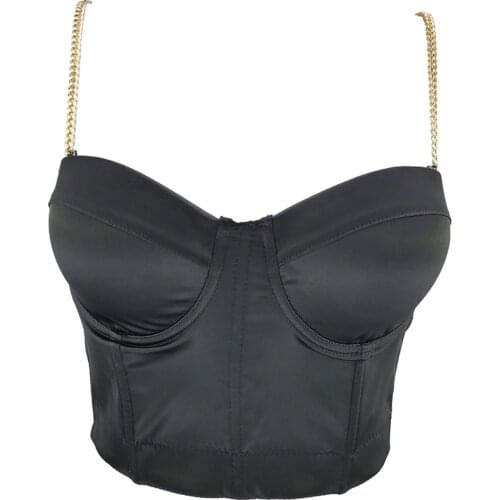 Top with Metal Chain Straps Solid Party Sexy Top Women Vest Crop Top To Wear Out Push Up Bralette Bra Corset Tops Clothes