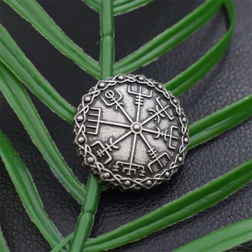 12pcs Vintage Norse Viking Compass Brooch Vegvisir Compass Rune Jewelery