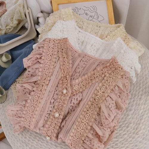 Womens clothes summer new style retro lace shirt camisas mujer summer shirts for women