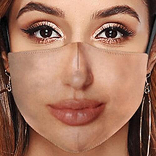 Women Funny Facial Expression Mouth Masks Men Unisex Halloween Party Cospaly Face-Protection Cycling Spots Breathable Adult Mask