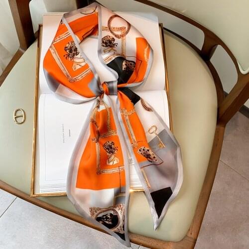 Long Skinny Silk Neck Scarf Women Floral Print Hair Band Bag Scarves Lady Collar Tie 2020 New Design Foulard Headband SJ408