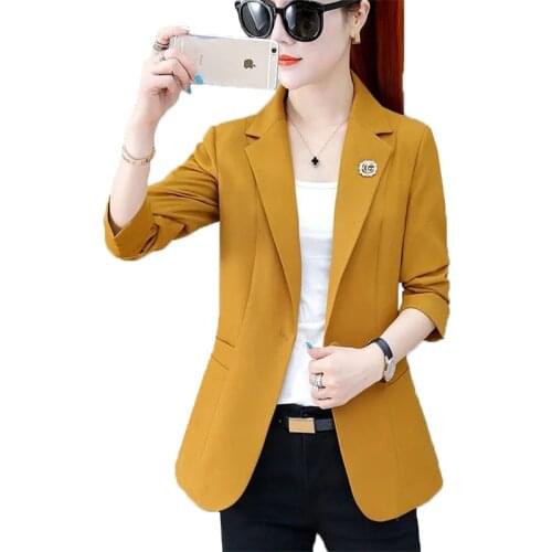 Blazer Womens Clothing Autumn 2021 Thin Fashion High End Suit Office Lady Jacket Top Femme Lining Plus Size 4XL Black Elegant
