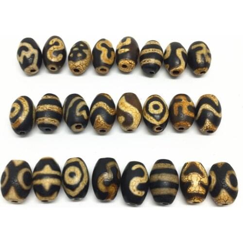 20Pcs/Lots Natural Stone Accessories Tibetan Dzi Beads 8mm*12mm for Making DIY Jewelry Free Shipping